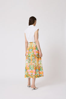 Rose Garden Cotton Midi Skirt | Marigold Multi