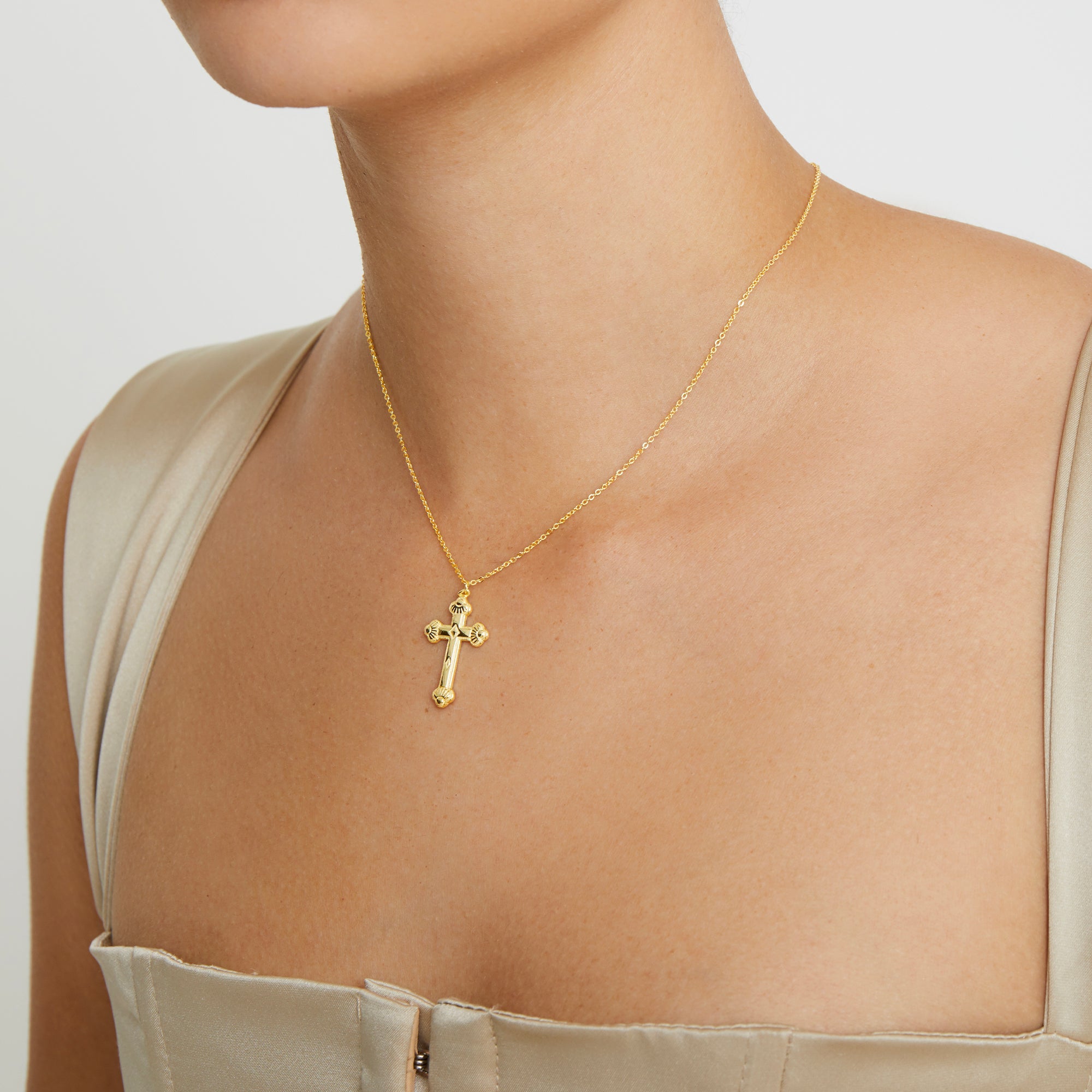 The Siena Cross Necklace | 18KT Gold Vermeil & Sterling Silver