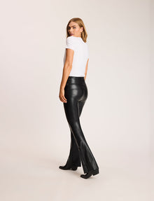 Faux Leather Flared Legging::Black::Back