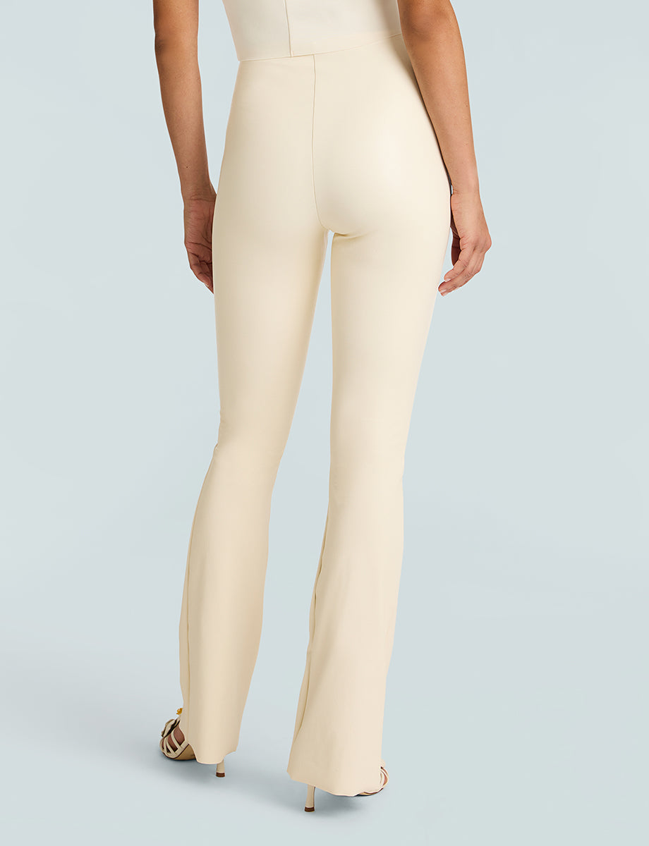 Faux Leather Flared Legging::Ivory::Back