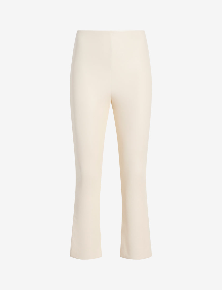 Faux Leather Crop Flare::Ivory::Main