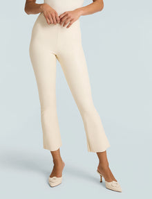Faux Leather Crop Flare::Ivory::