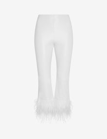 Faux Leather Feather Crop Flare::White::Main