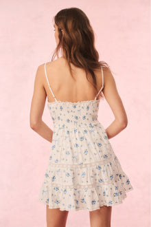 Solbina Cotton Rose & Bow Mini Dress | Aegean Blue