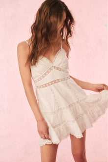 Solbina Cotton Rose & Bow Mini Dress | White