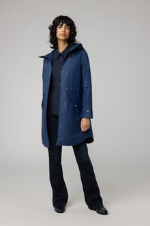 Sophie Relaxed A-Line Raincoat With Hood | Lapis