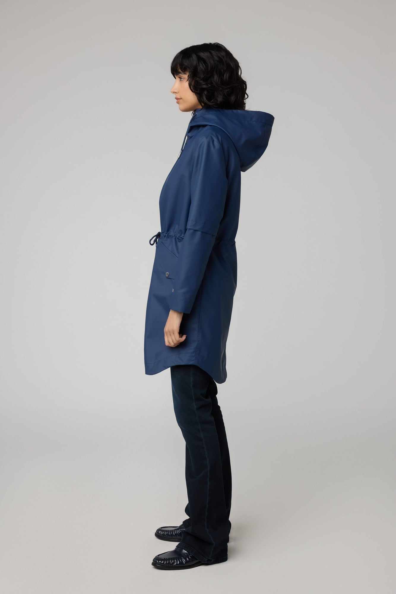 Sophie Relaxed A-Line Raincoat With Hood | Lapis