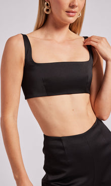 Delphine Crop Tank | Black