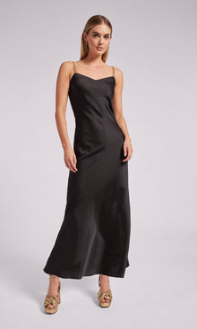Monica Satin Maxi Dress | Black