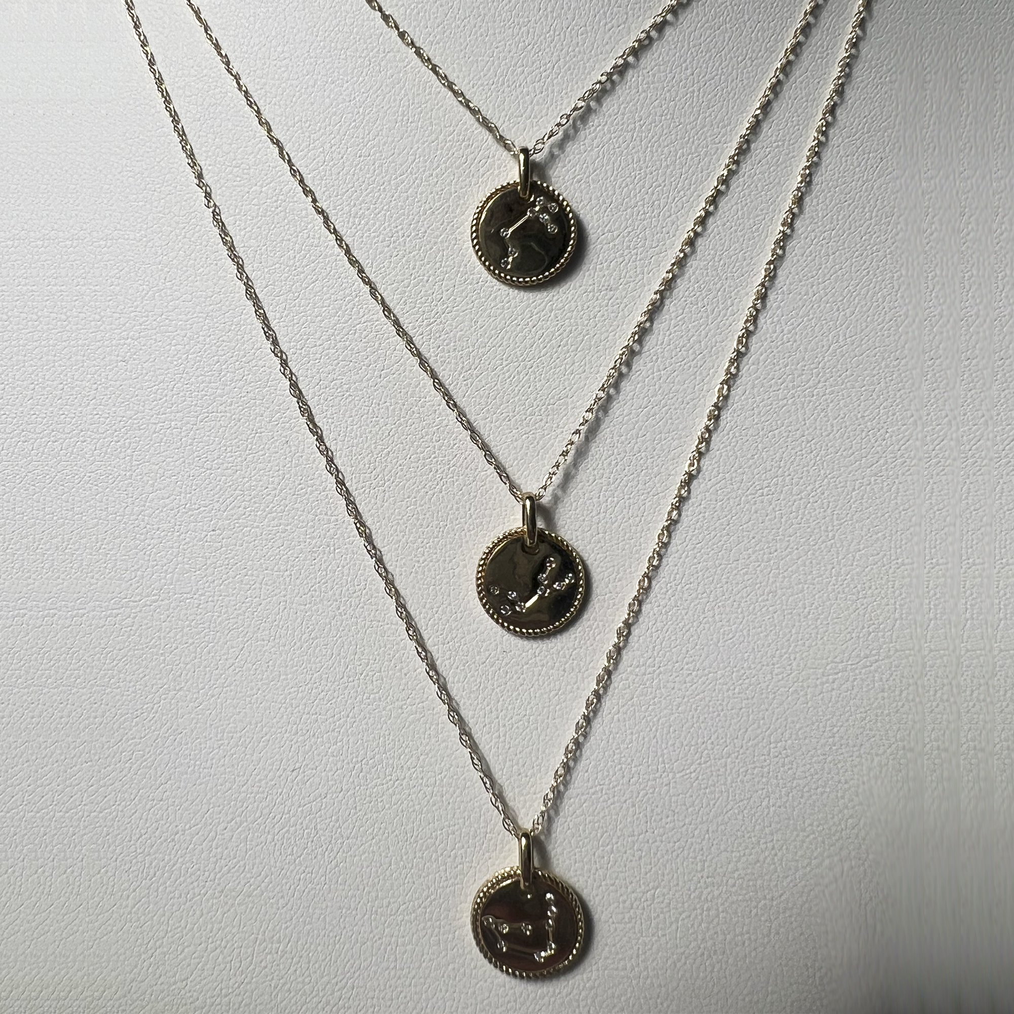 Mini Zodiac Medallion Pendant Necklace | 10K Yellow Gold