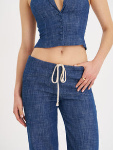 Raffaella Cotton Denim Straight Leg Pants | Navy