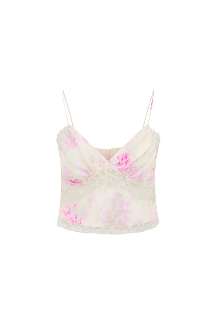 Spritely Satin Floral Cami | Vanilla Sorbet