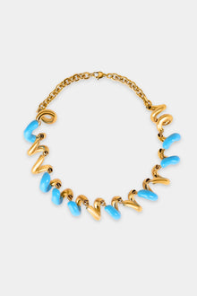 Fusillo Rubberized Gold Necklace | Unisex | Sky Blue