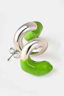 Fusillo Rubberized Silver Earrings | Unisex | Fern Green