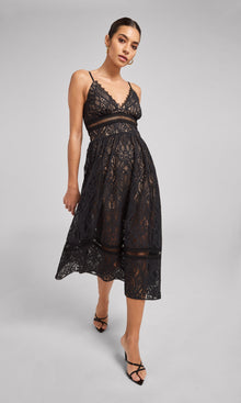 Lucinda Lace Dress | Black/Beige