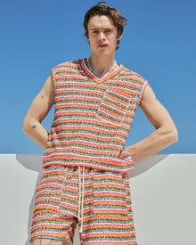Striped textured shorts- unisex fashion bottoms for men & women by Krost.