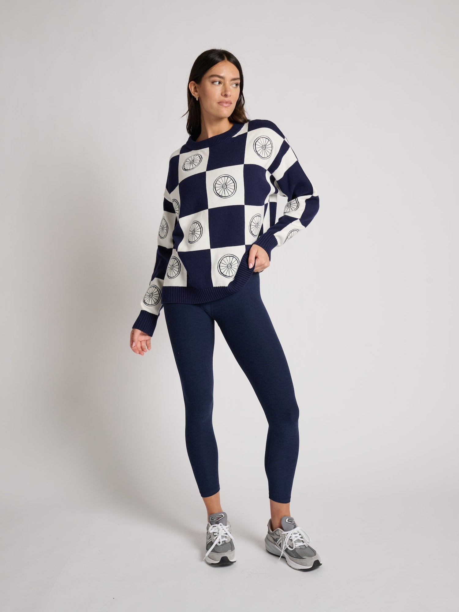 Ellsworth & Ivey | Riley Crewneck Wheel Sweater | True Navy