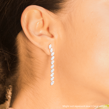 Womens | Bar Stud Earrings | 14K White Gold | 4 CTW Marquise Cut Natural Diamond | D-I-I1-I2