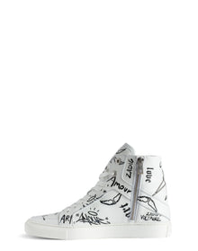 Women | High Flash Smooth Calfskin Gra | Blanc