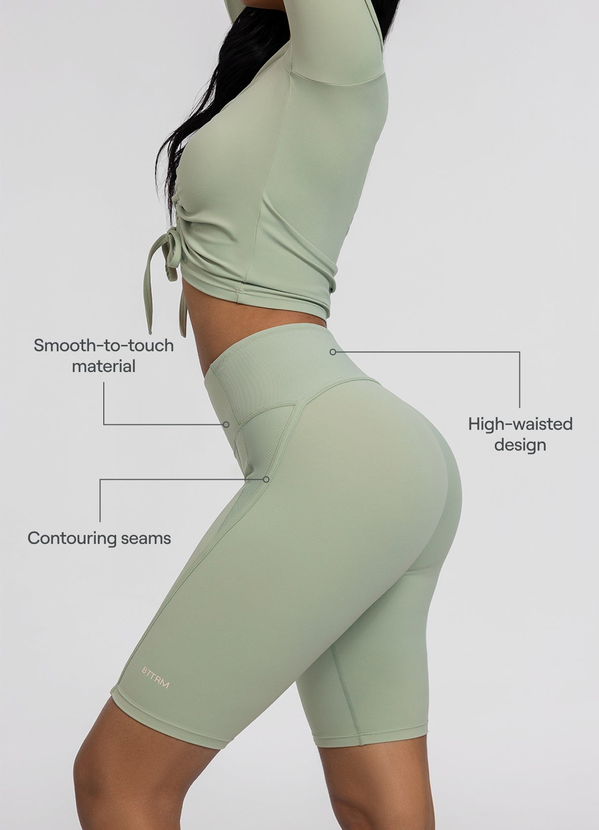 High-Waisted Performance Biker Shorts | Sage Green