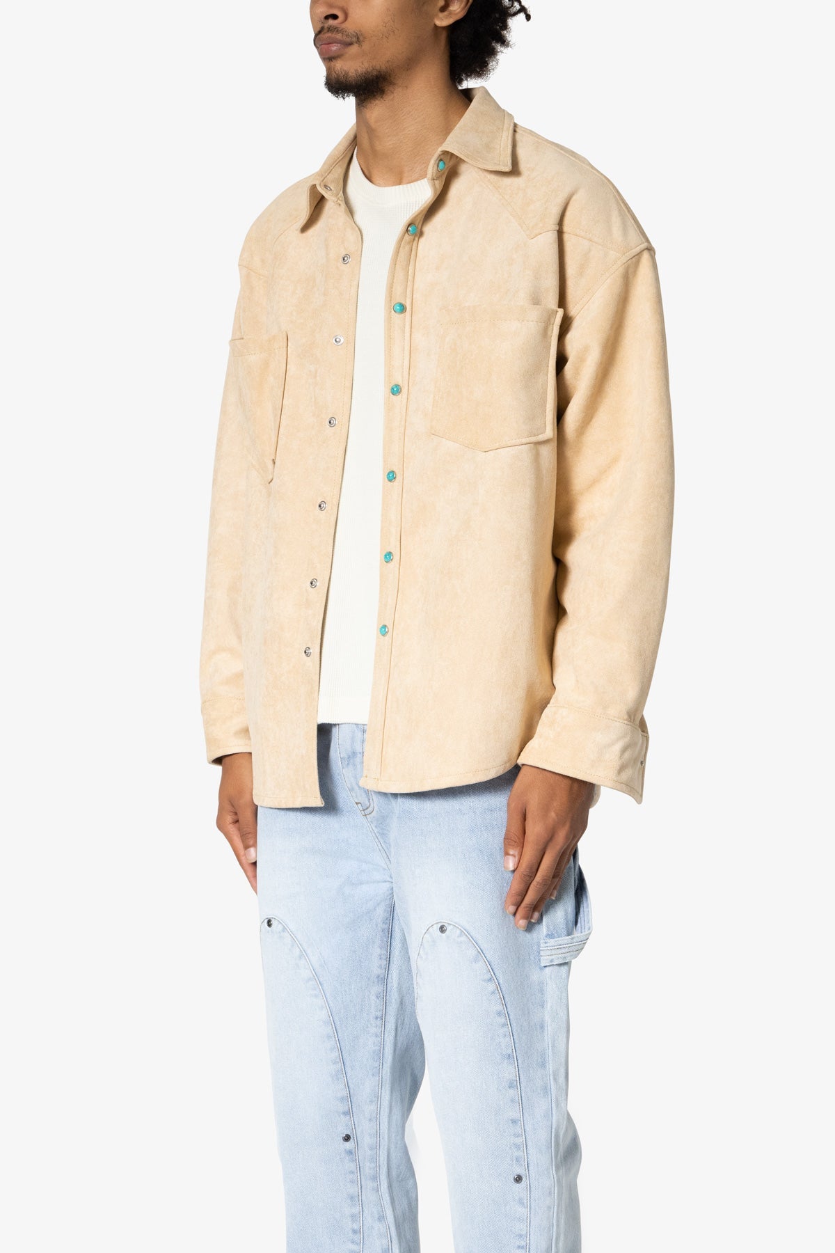 Sand Suede Button Up Jacket | Tan
