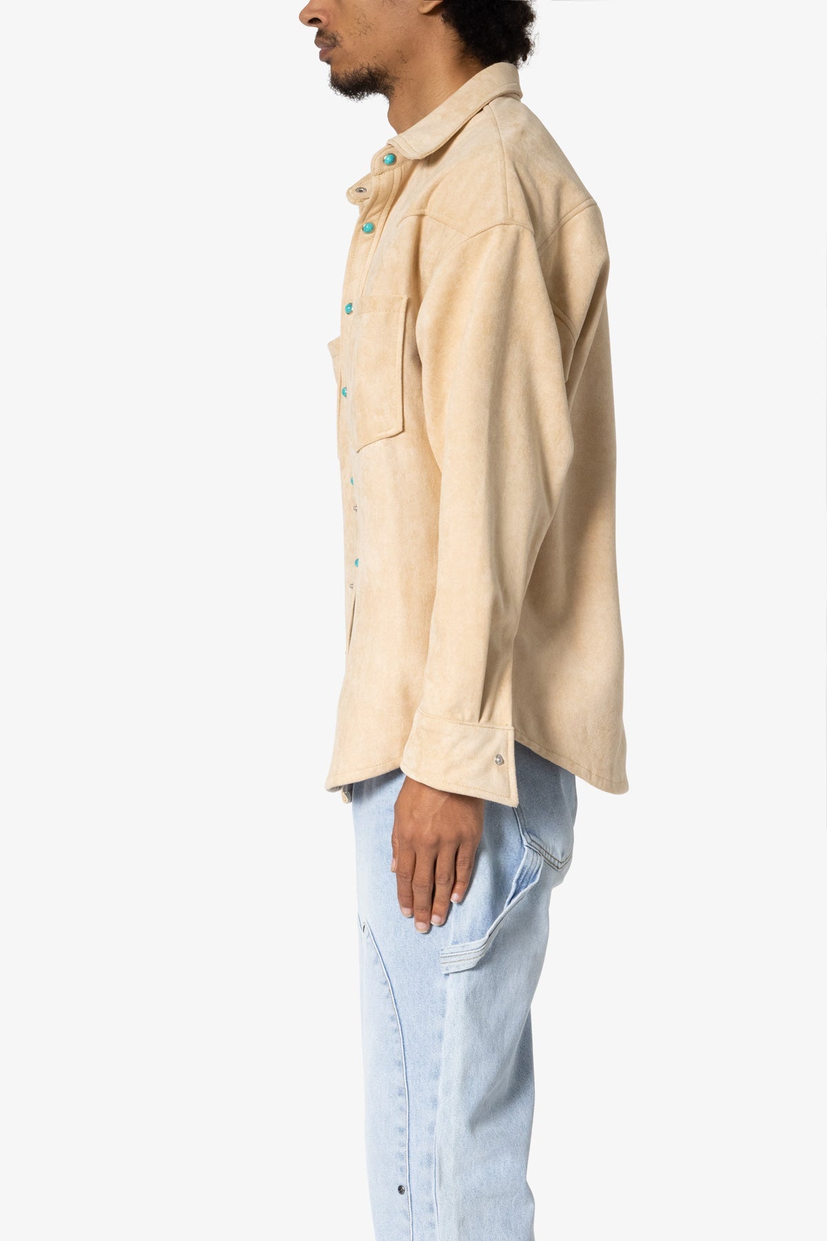 Sand Suede Button Up Jacket | Tan