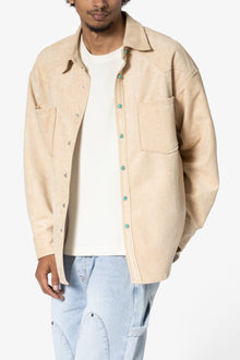 Sand Suede Button Up Jacket | Tan
