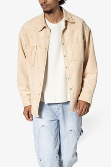 Sand Suede Button Up Jacket | Tan