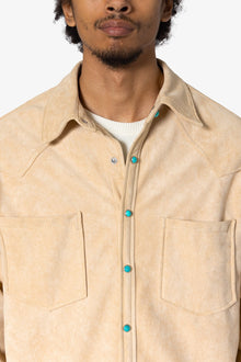 Sand Suede Button Up Jacket | Tan