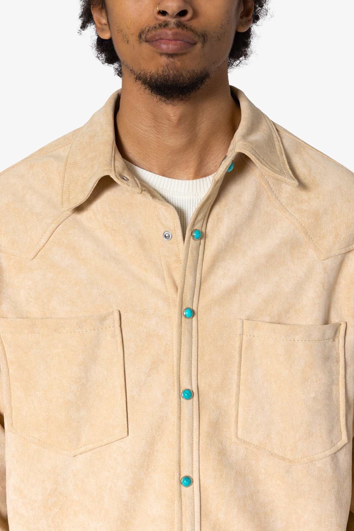 Sand Suede Button Up Jacket | Tan
