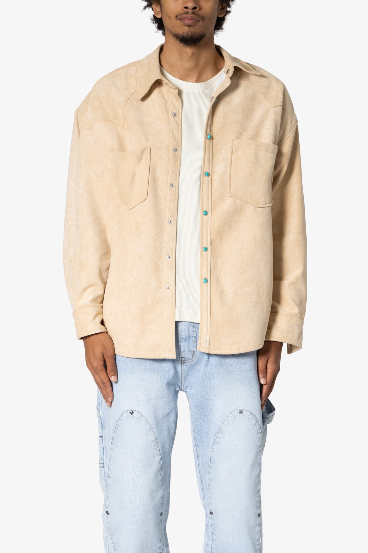 Sand Suede Button Up Jacket | Tan