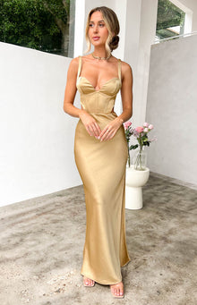 Sarah Corset Formal Maxi Dress | Champagne