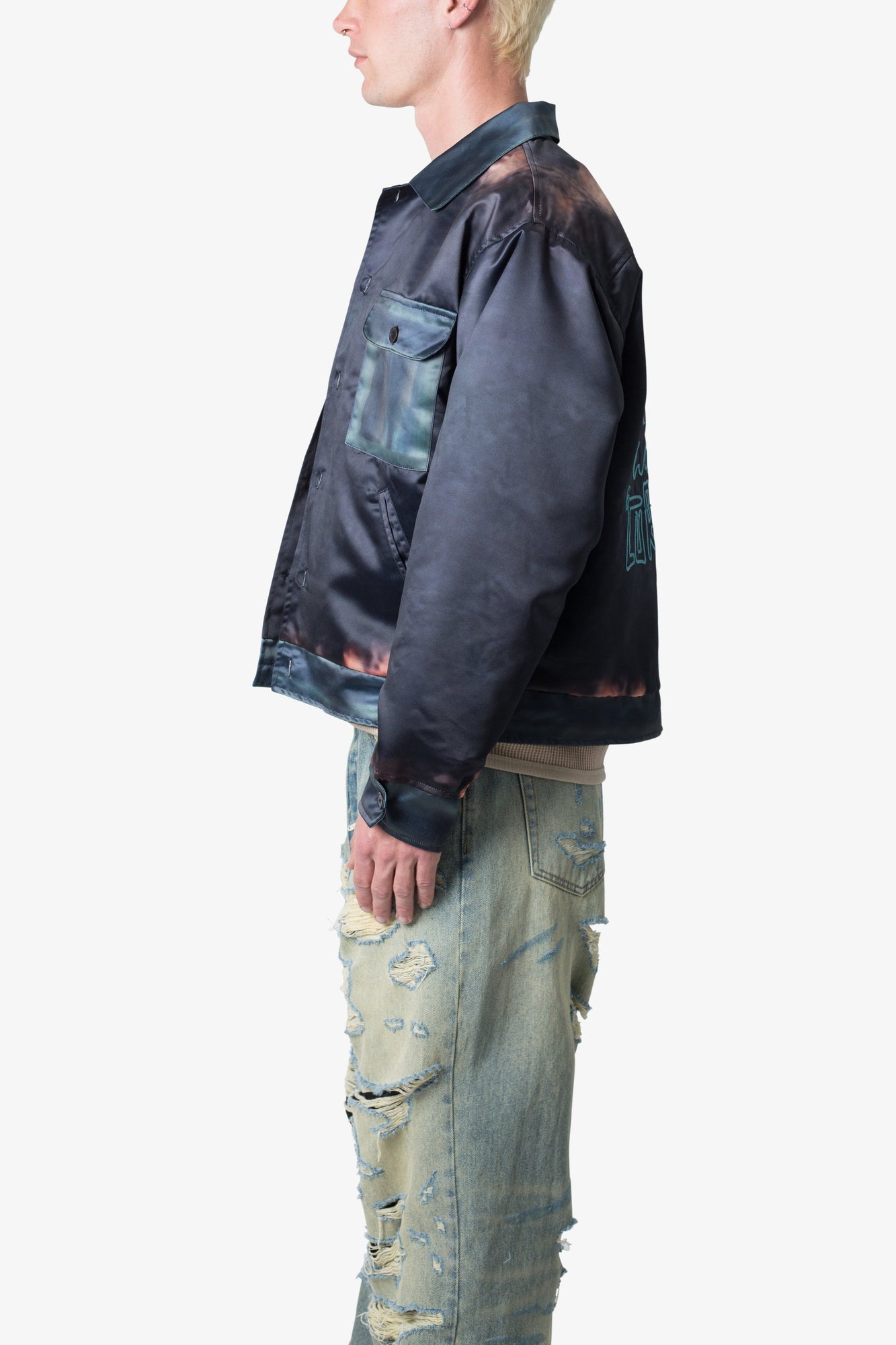 Satin Bomber Jacket | Washed Black