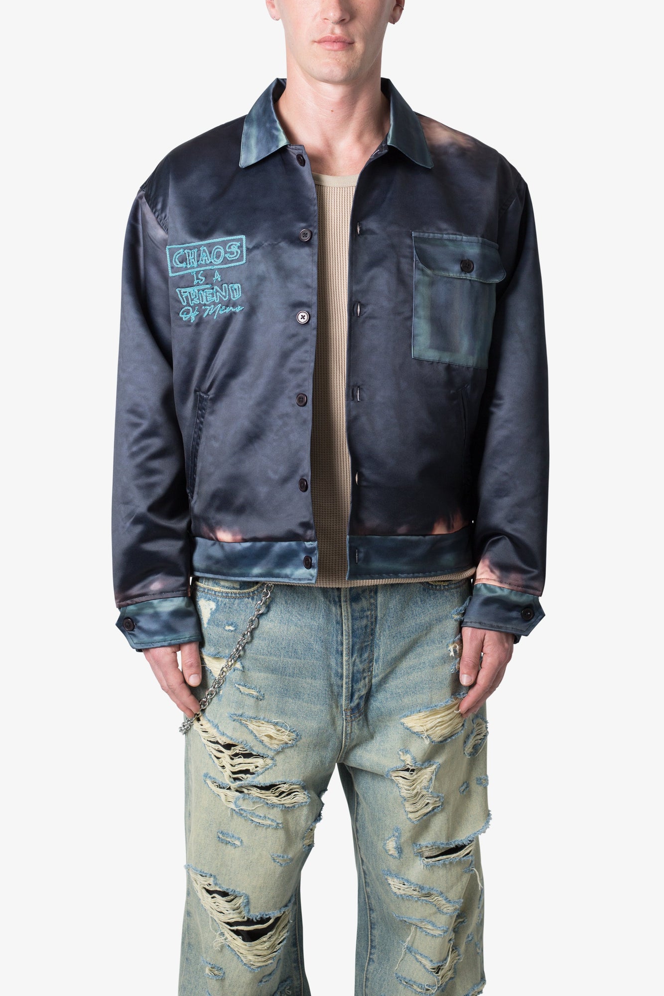 Satin Bomber Jacket | Washed Black