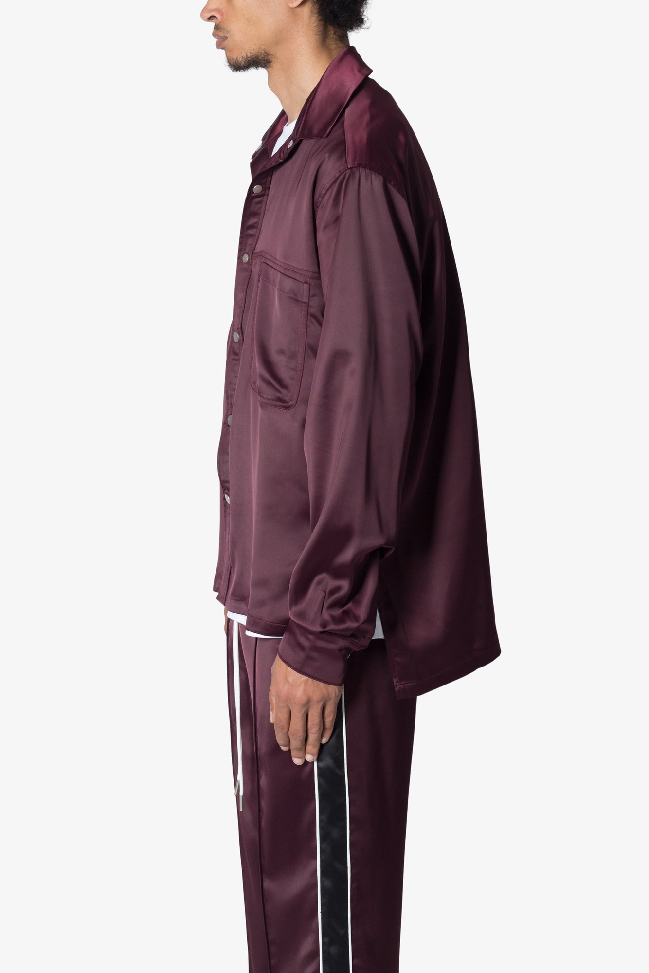 Satin Pocket Shirt | Burgundy