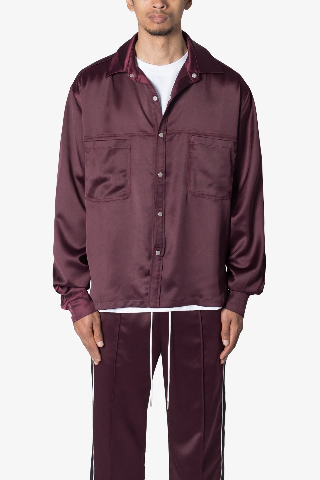 Satin Pocket Shirt | Burgundy