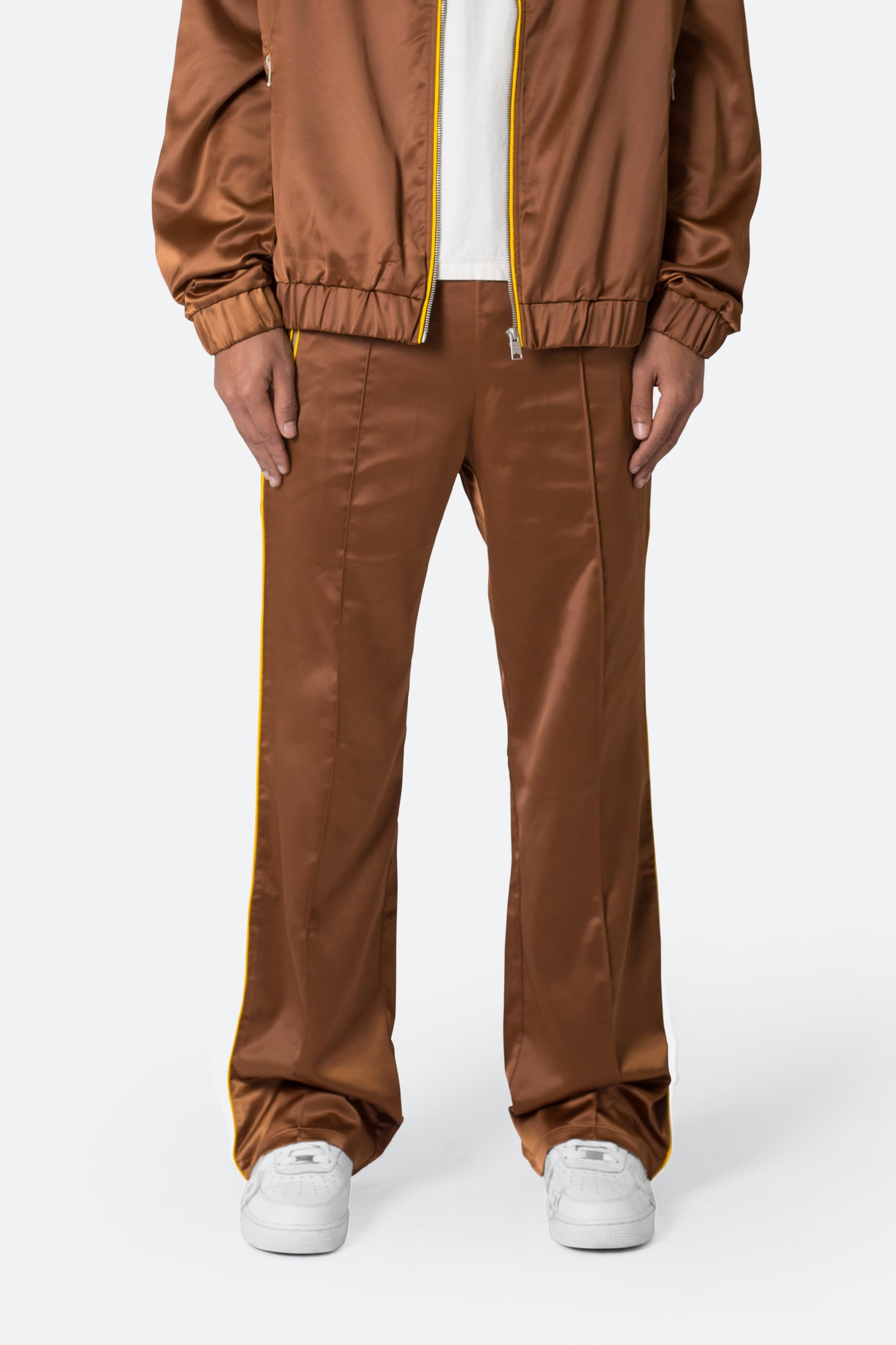 Satin Stacked Pants | Brown