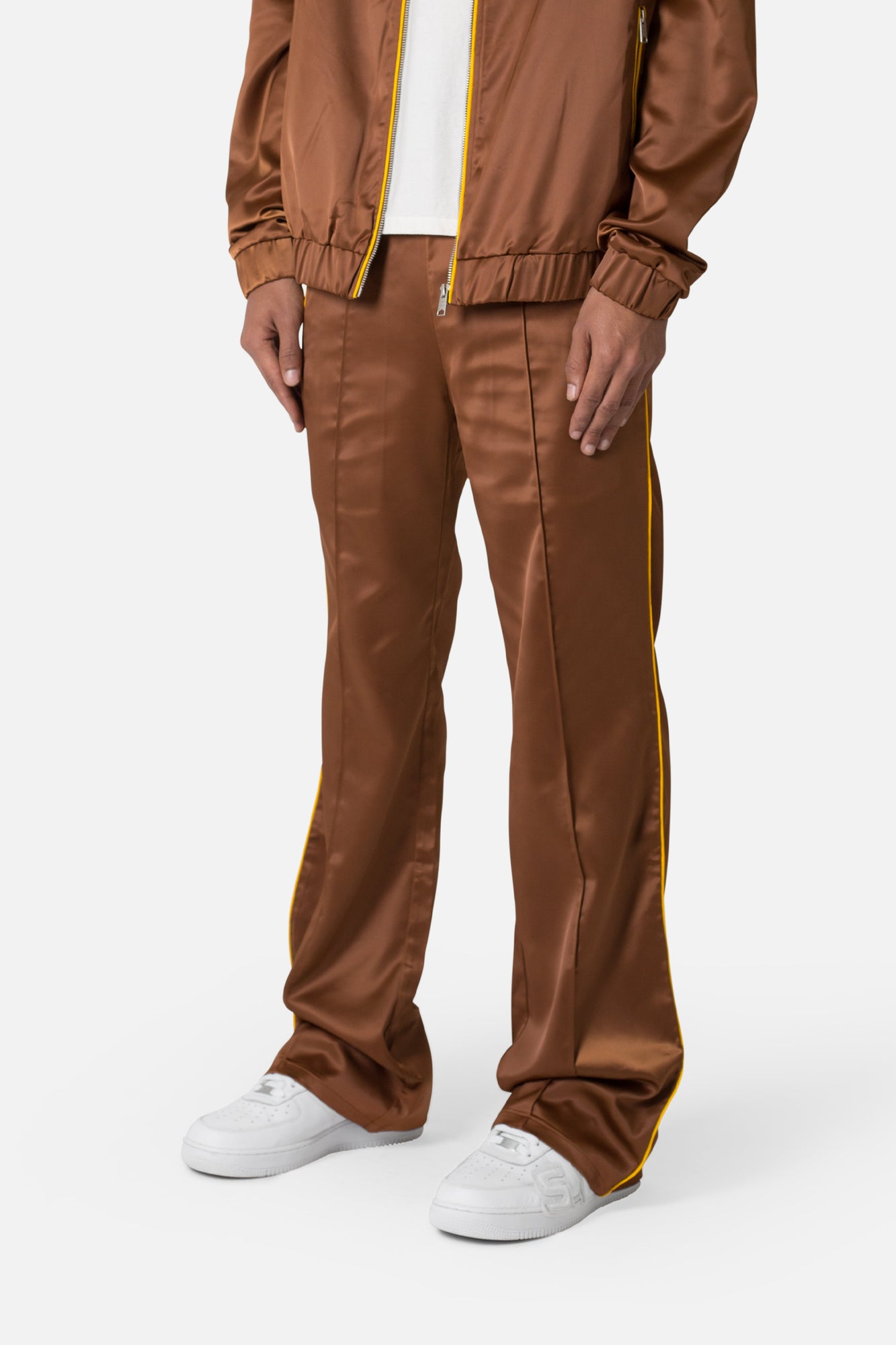 Satin Stacked Pants | Brown