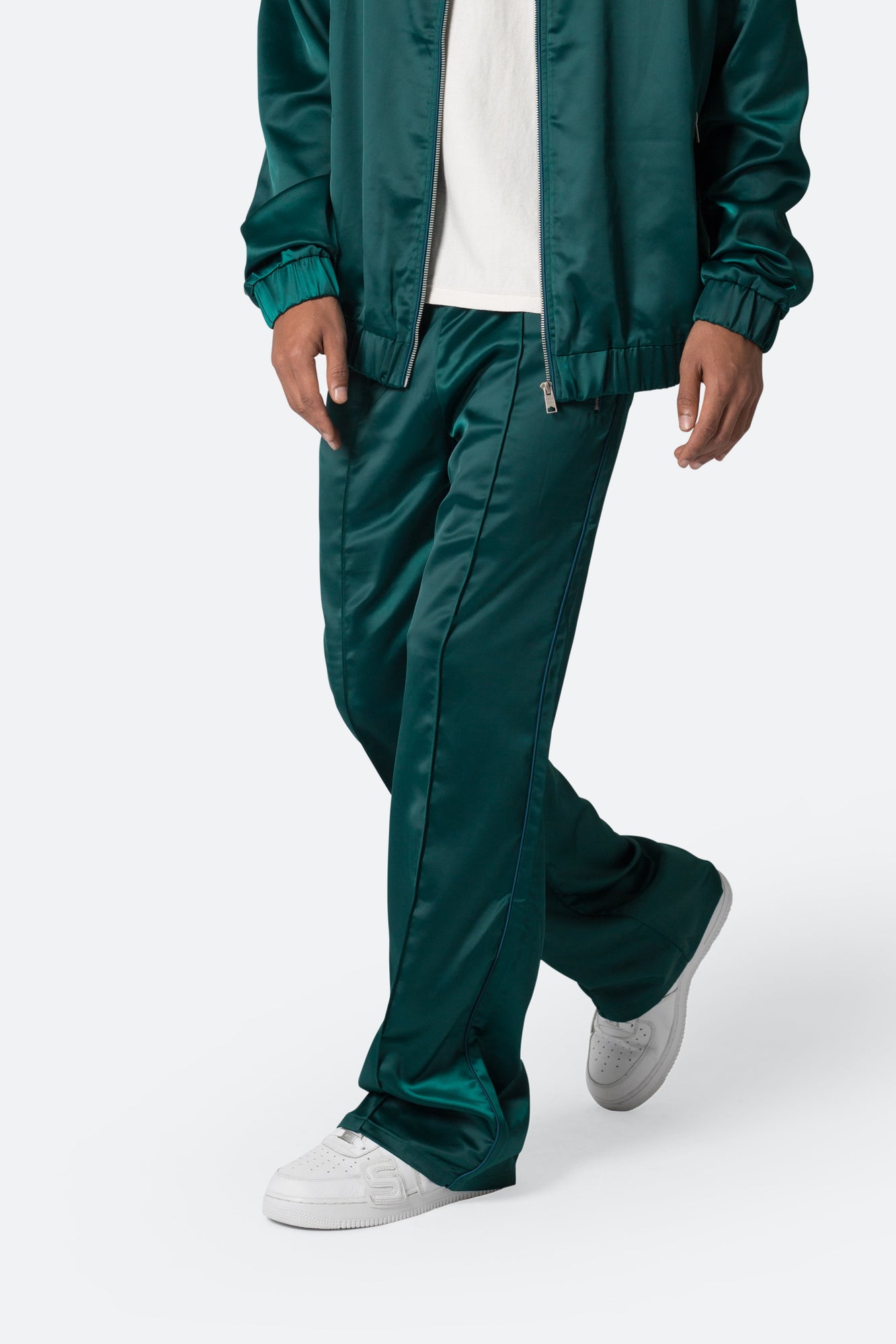 Satin Stacked Pants | Green