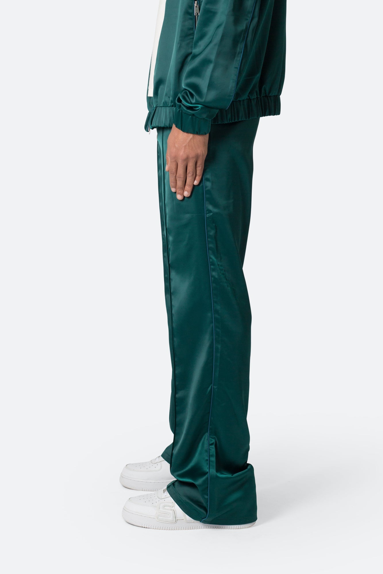 Satin Stacked Pants | Green