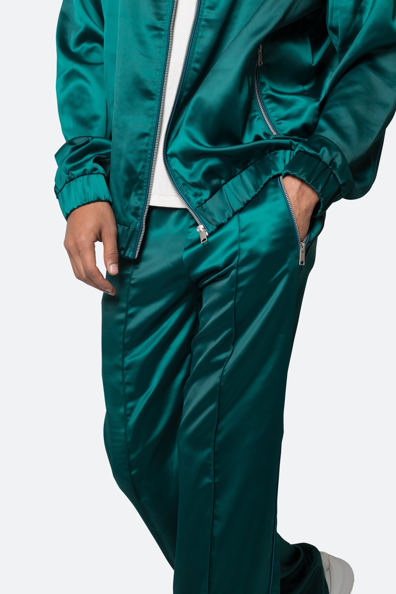 Satin Stacked Pants | Green