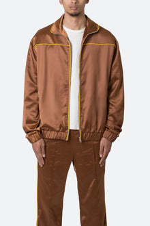 Satin Track Jacket | Brown