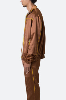 Satin Track Jacket | Brown