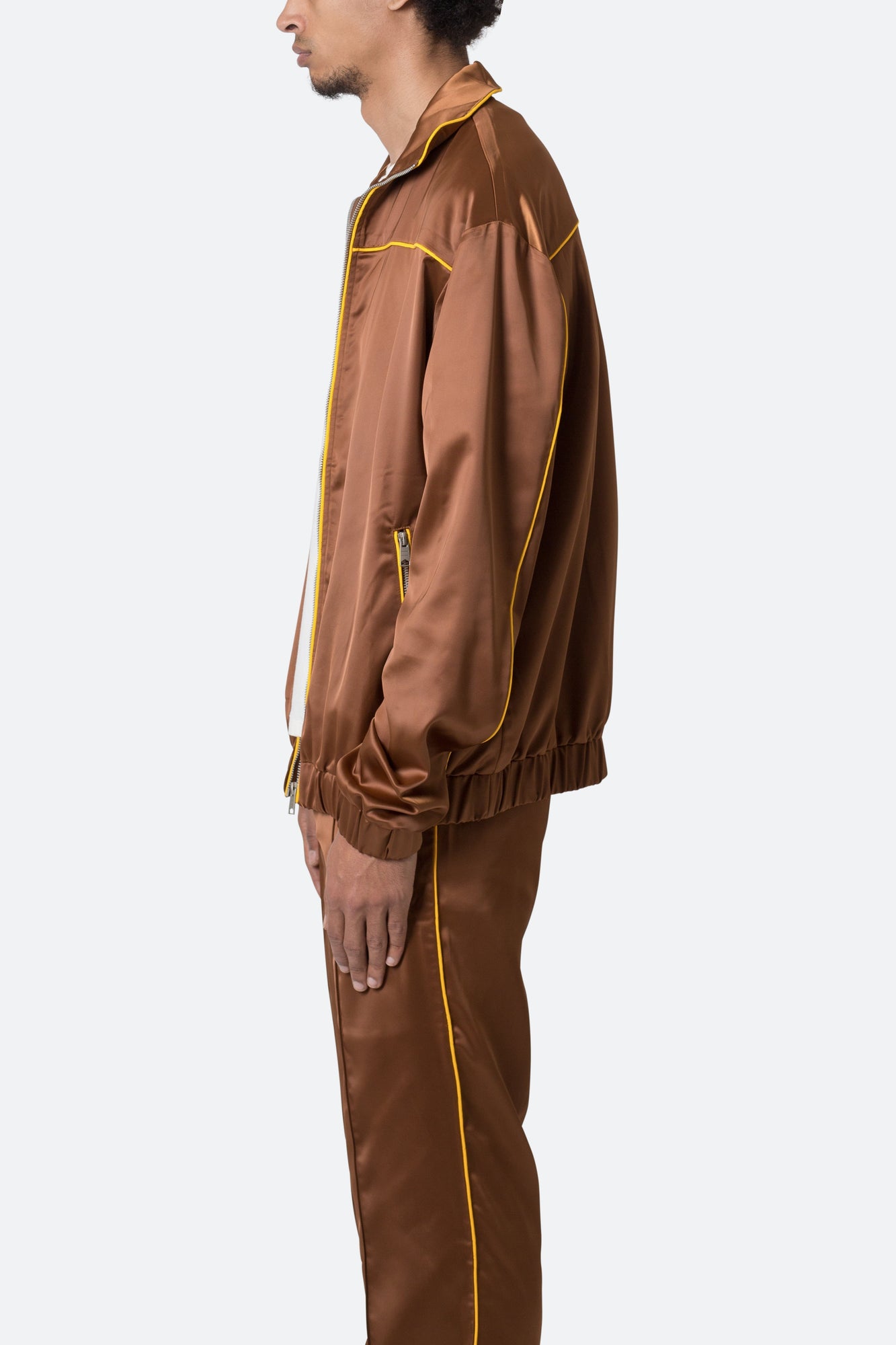 Satin Track Jacket | Brown