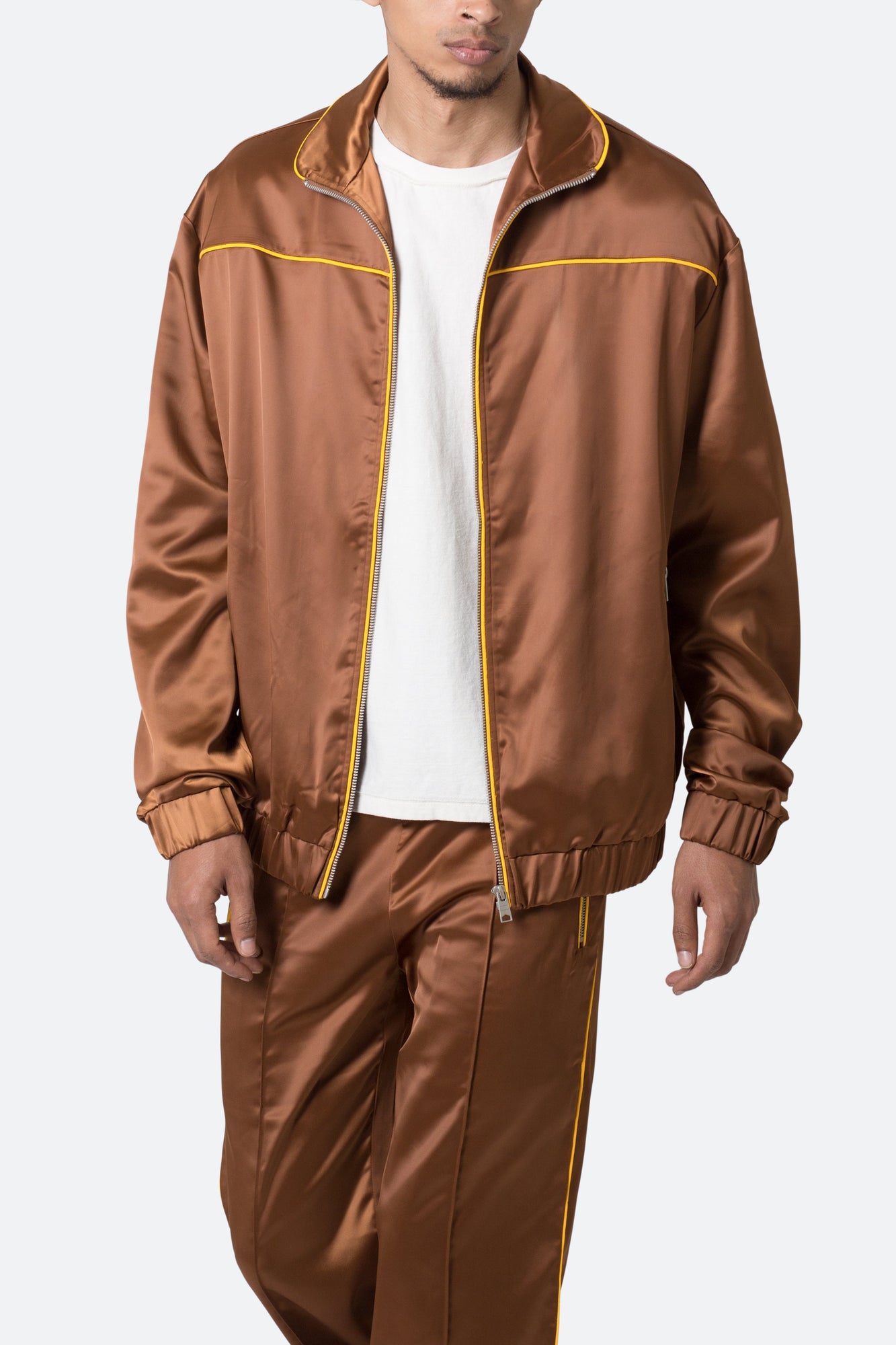 Satin Track Jacket | Brown