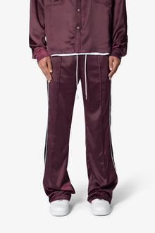Satin Track Pants | Burgundy