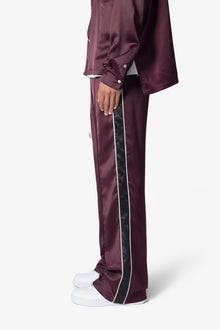 Satin Track Pants | Burgundy
