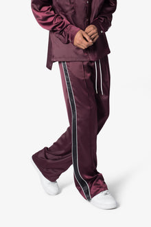 Satin Track Pants | Burgundy