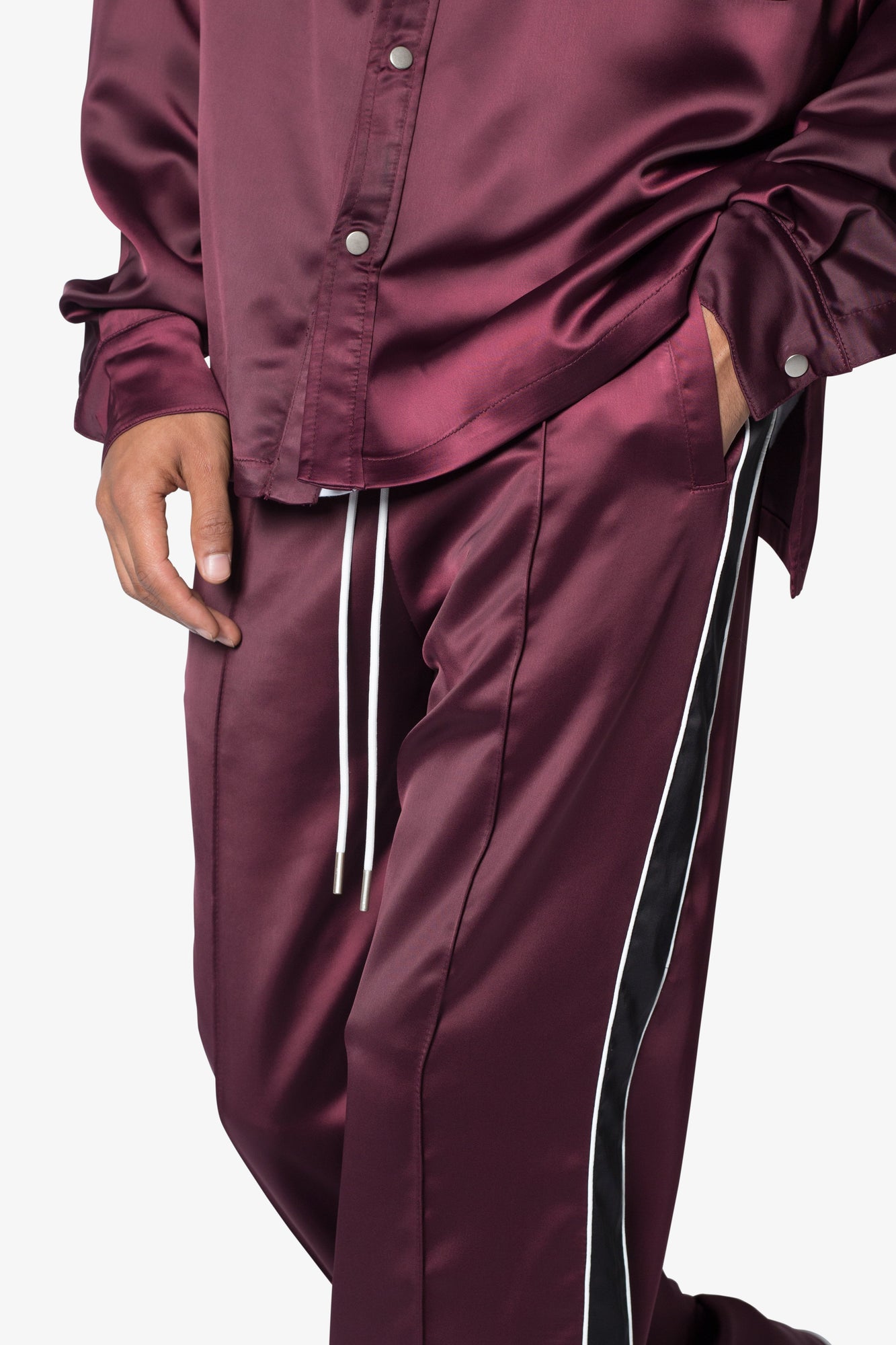 Satin Track Pants | Burgundy
