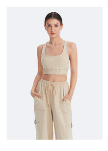 Scoop Neck Racerback Bra | Oat Milk Beige